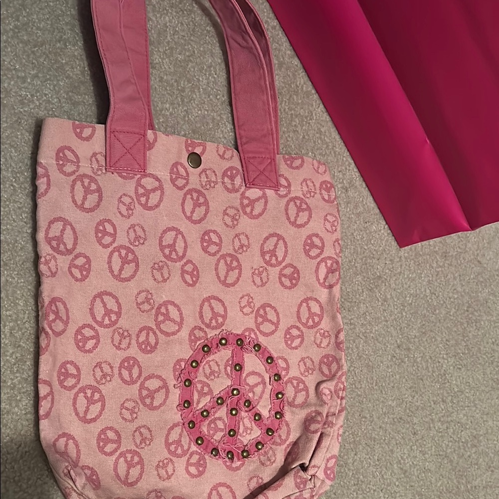 Pink Peace Sign Tote Bag